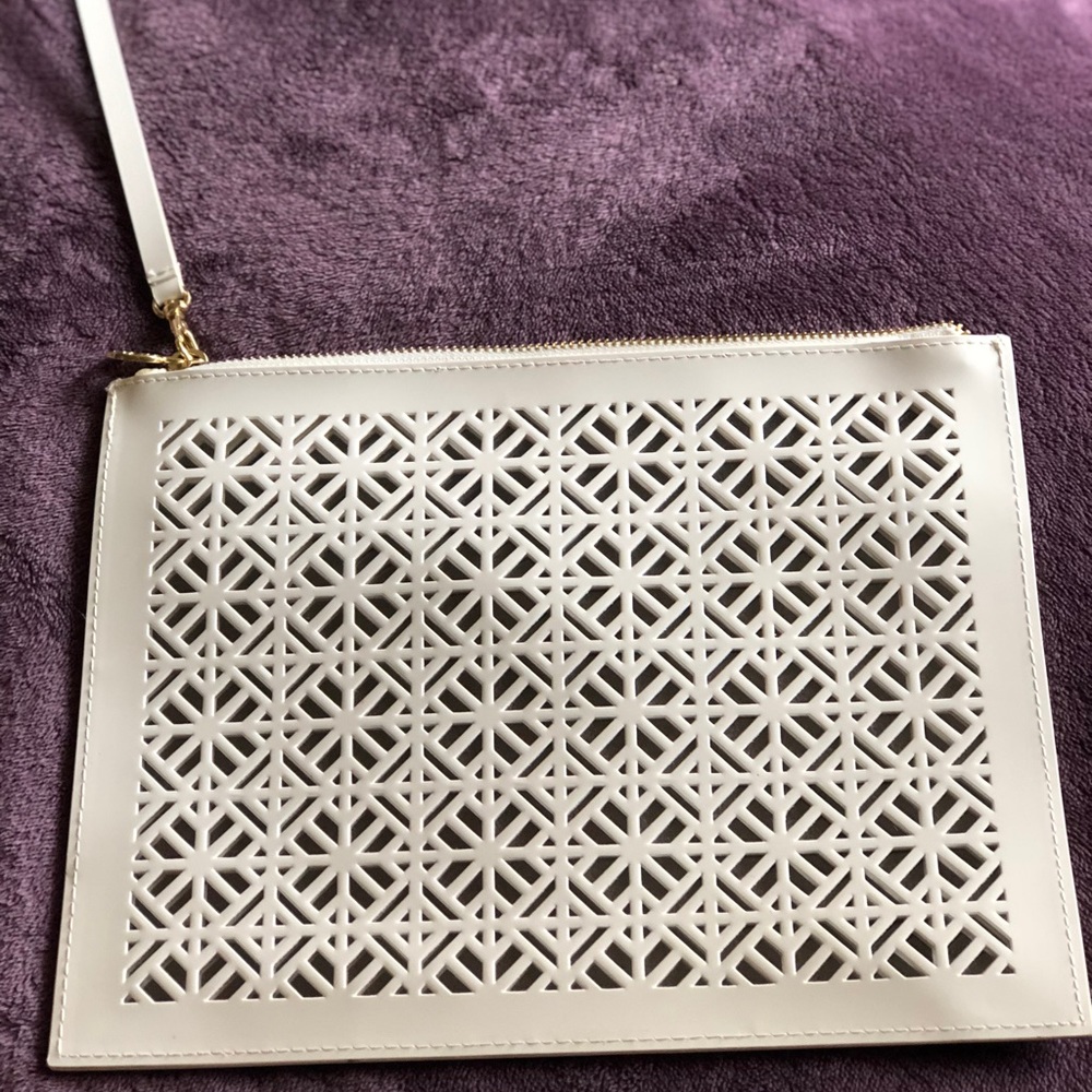 BRAND NEW Tory Burch white laser cut clutch